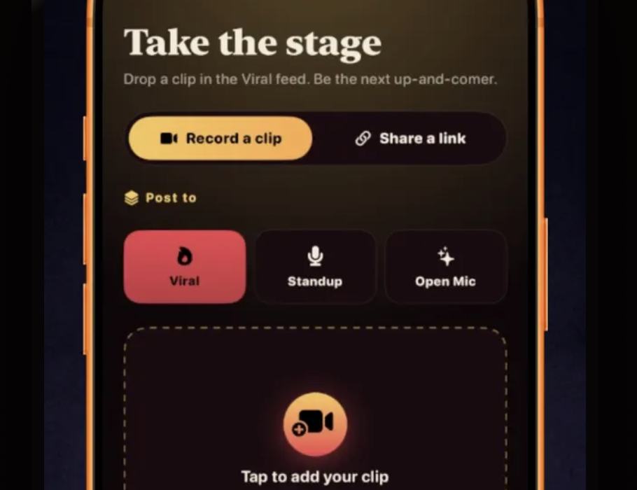 Chuckle app screen for posting a comedy clip