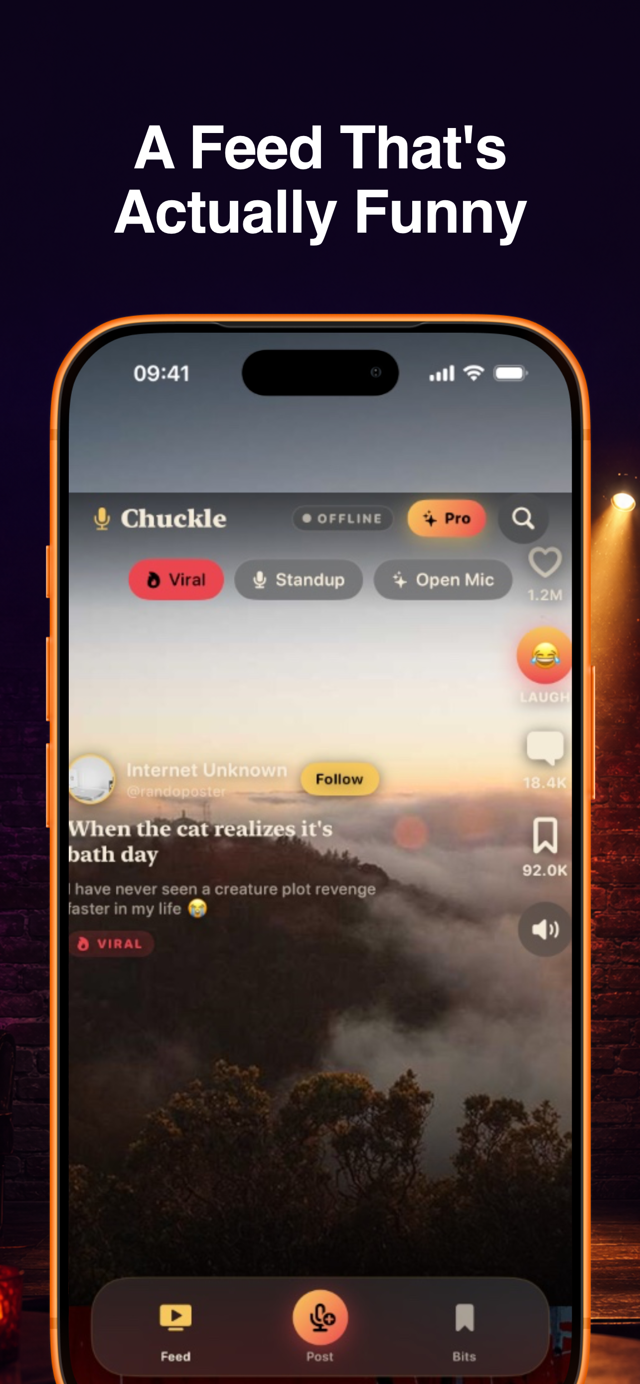 Chuckle feed — scroll through stand-up clips
